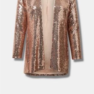 Rose colored Stretch Sequin Long Jacket